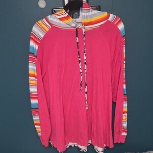Striped Pink Long Sleeve Women's Top
